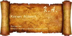 Koren Albert névjegykártya